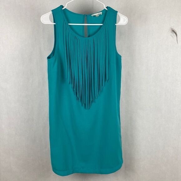 Sugarlips Fringe Sheath Dress XS Turquoise Sleeveless - Picture 1 of 10